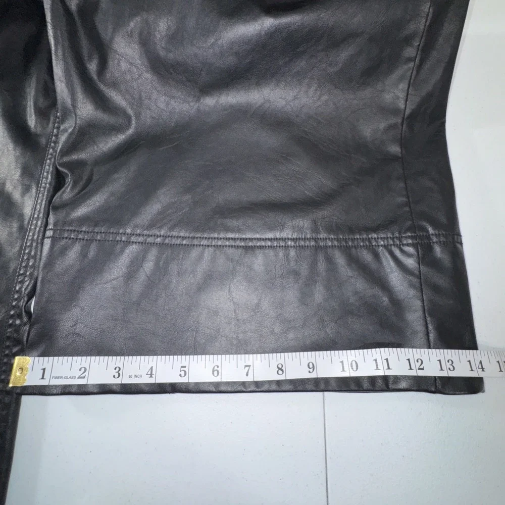 We The Free Vegan Afton Trouser Size 14 Black Faux Leather Wide Leg Jeans Goth